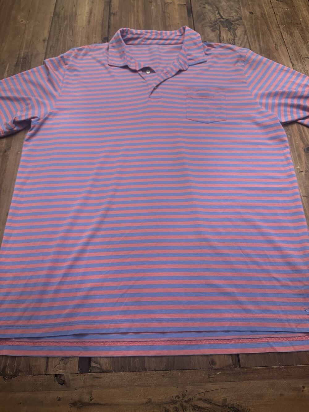 Peter Millar Seaside Wash Pink Blue Striped Polo Shirt Size XL Golf Club Resort